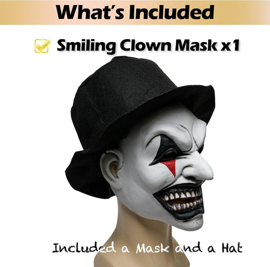 The Jester Smiling Evil Clown mask Halloween Scary Mask, Latex Creepy Half Face Elastic Band Realistic Horror Demon - PuriLite