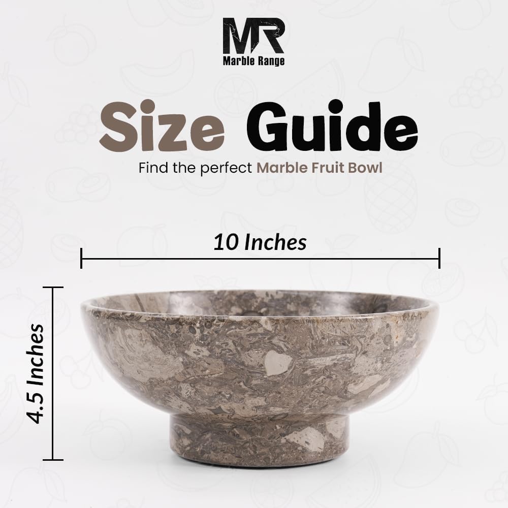 Handmade Marble Fruit Bowl | Decorative Serving Bowl | Kitchen Countertop Bowl | Round Fruit Bowl | Home Décor Bowl - PuriLite