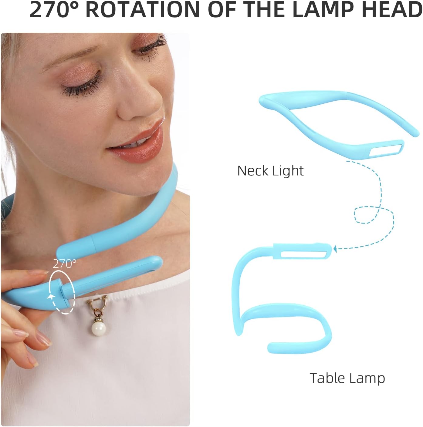 LED Neck Book Light, Adjustable Brightness, 3 Color Modes for Reading Light, Portable Bendable Arm Lamp for Bed, Repair, Camping, Night Running, Walking, Knitting (1PCS)