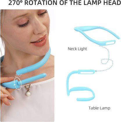 LED Neck Book Light, Adjustable Brightness, 3 Color Modes for Reading Light, Portable Bendable Arm Lamp for Bed, Repair, Camping, Night Running, Walking, Knitting (1PCS)