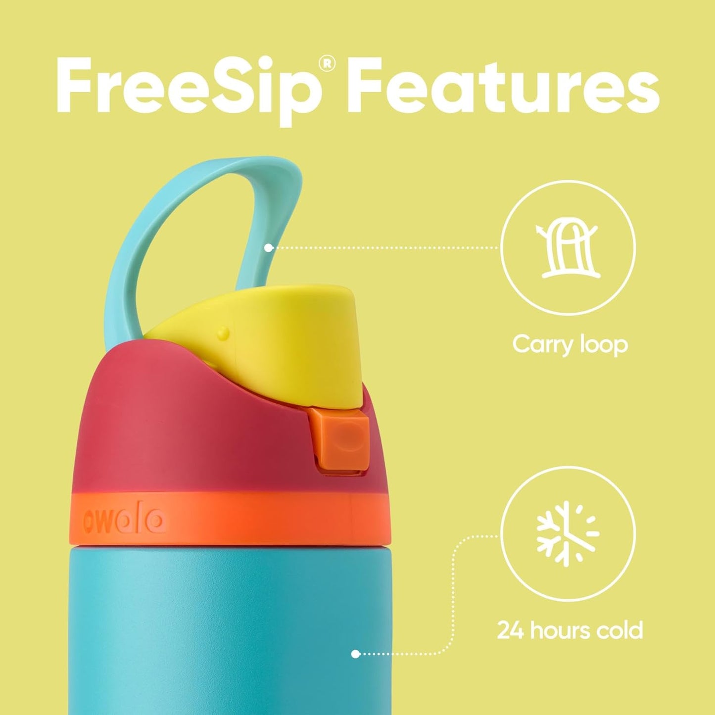 Owala Kids FreeSip Insulated Stainless Steel Water Bottle with Straw, BPA-Free Sports Water Bottle, Great for Travel, 16 oz, Celestial Sphere