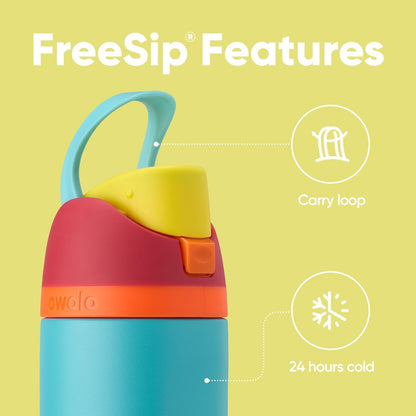 Owala Kids FreeSip Insulated Stainless Steel Water Bottle with Straw, BPA-Free Sports Water Bottle, Great for Travel, 16 oz, Celestial Sphere
