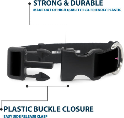 Buckle-Down PC-W21909-M Dog Collar Plastic Clip Buckle, 1"x11"-17", Star Black/White