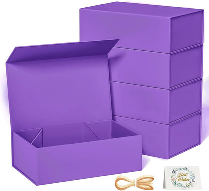 Black Gift Box, 9.5x6x3 Inch Gift boxes for Presents with Lids Magnetic Closure Rectangle Collapsible for Groomsman Proposal Box, Wedding, Christmas, Halloween, Birthday Gifts Packging