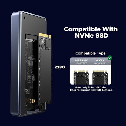UGREEN 40Gbps M.2 NVMe SSD Enclosure with Fast Cooling Fan, NVMe Hard Drive Case Compatible with Thunderbolt 5 4 3, USB4 3.2 3.1 2.0, Support 8TB SSD 2280 B+M M-Key, 30cm USB C to C Cable Include