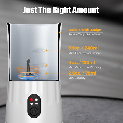 Milk Frother, Ovetedot 4-in-1 Milk Steamer and Frother Upgraded, Automatic Hot and Cold Foam Maker and Milk Frother Electric, Coffee Frother for Latte, Cappuccino, Macchiato(White)