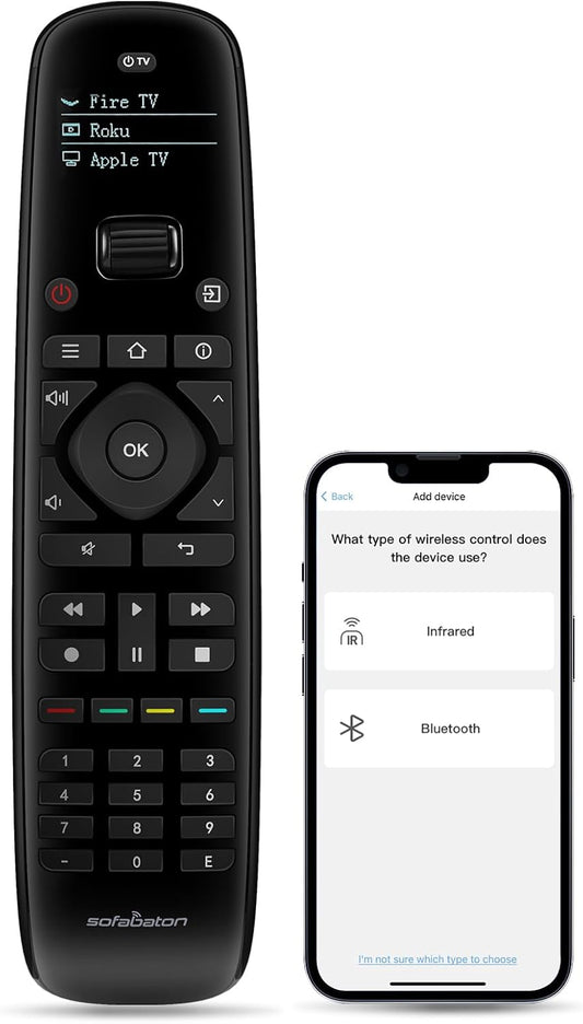 SofaBaton U2 Universal Remote Compatible with TV/DVD/STB/Projector/Blu-ray/Streaming Players, Longer Infrared Signal & Raise to Wake, All-in-One Remote Control with Customizable APP (No Backlit)