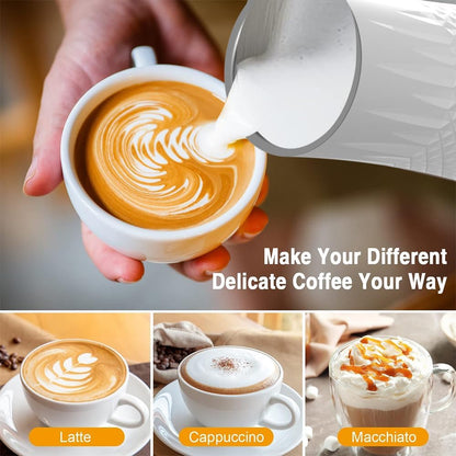 Milk Frother Electric,FLEVO 4 in 1 Automatic Milk Frother,240ml Hot&Cold Milk Foamer,with Temperature Control for Latte,Cappuccinos,Macchiato,Silent Operation