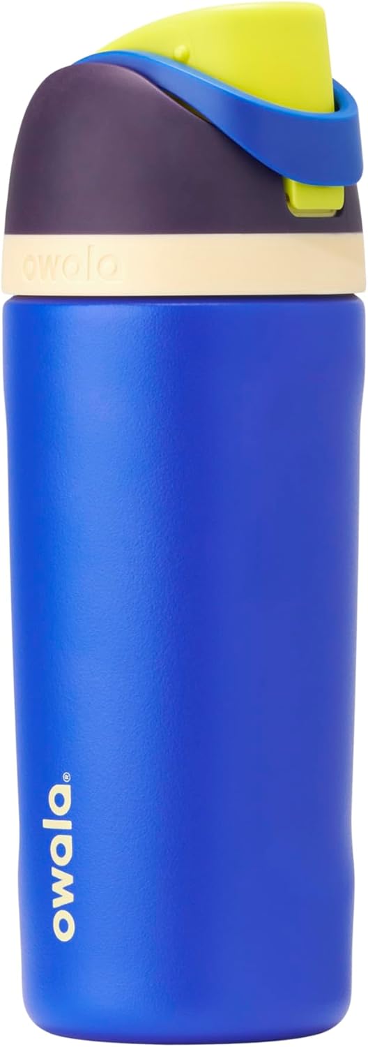 Owala FreeSip Insulated Stainless Steel Water Bottle with Straw for Sports and Travel, BPA-Free, 24-oz, Very, Very Dark