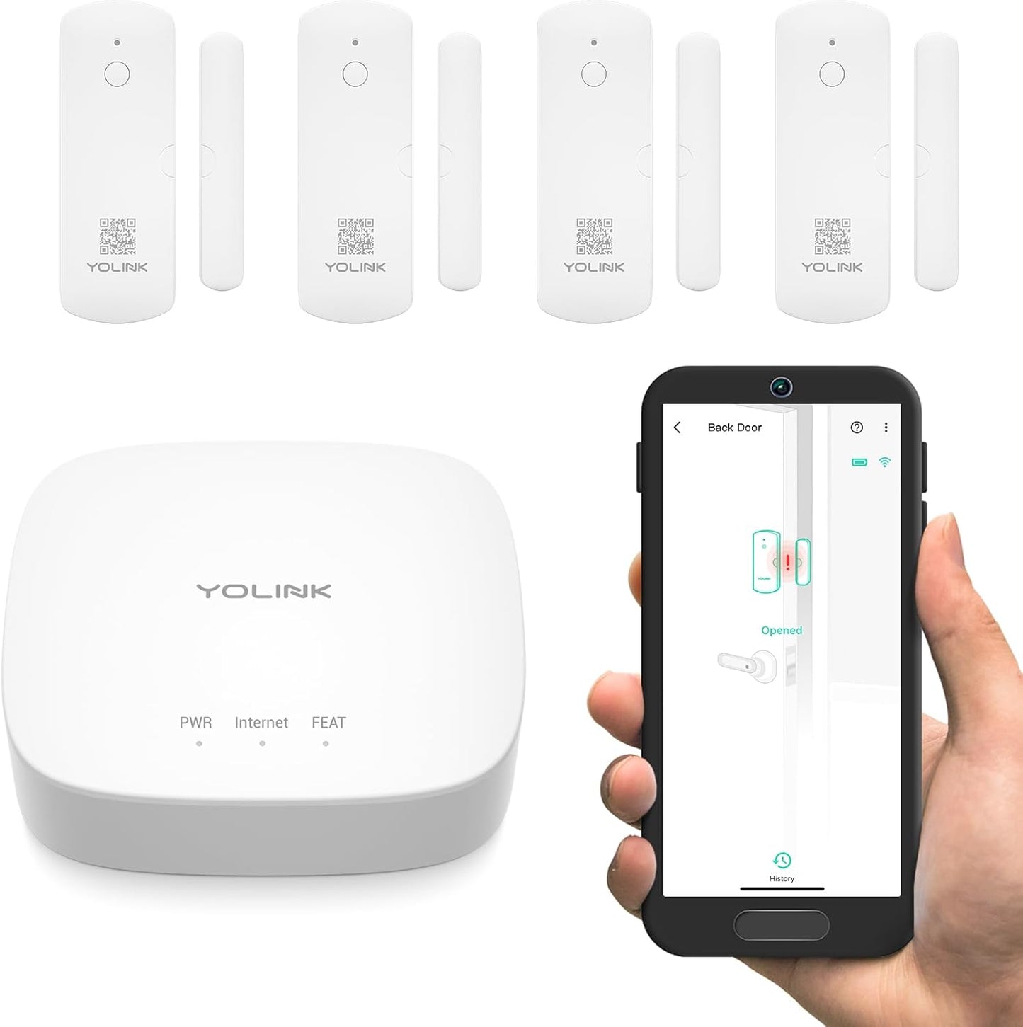 YoLink Smart Home Starter Kit: 4 Door/Window Sensors & Hub Kit, Compatible with Alexa, IFTTT, App for Remote Monitoring, Control and Alerts, Door Still Open (Door Left Open) Alerts