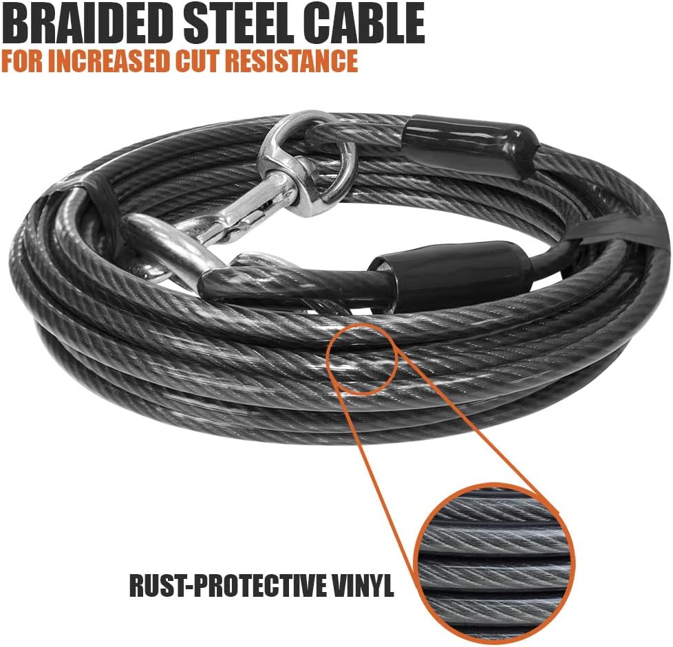 BV Pet Small Tie Out Cable for Dog up to 35 Pound, 25-Feet