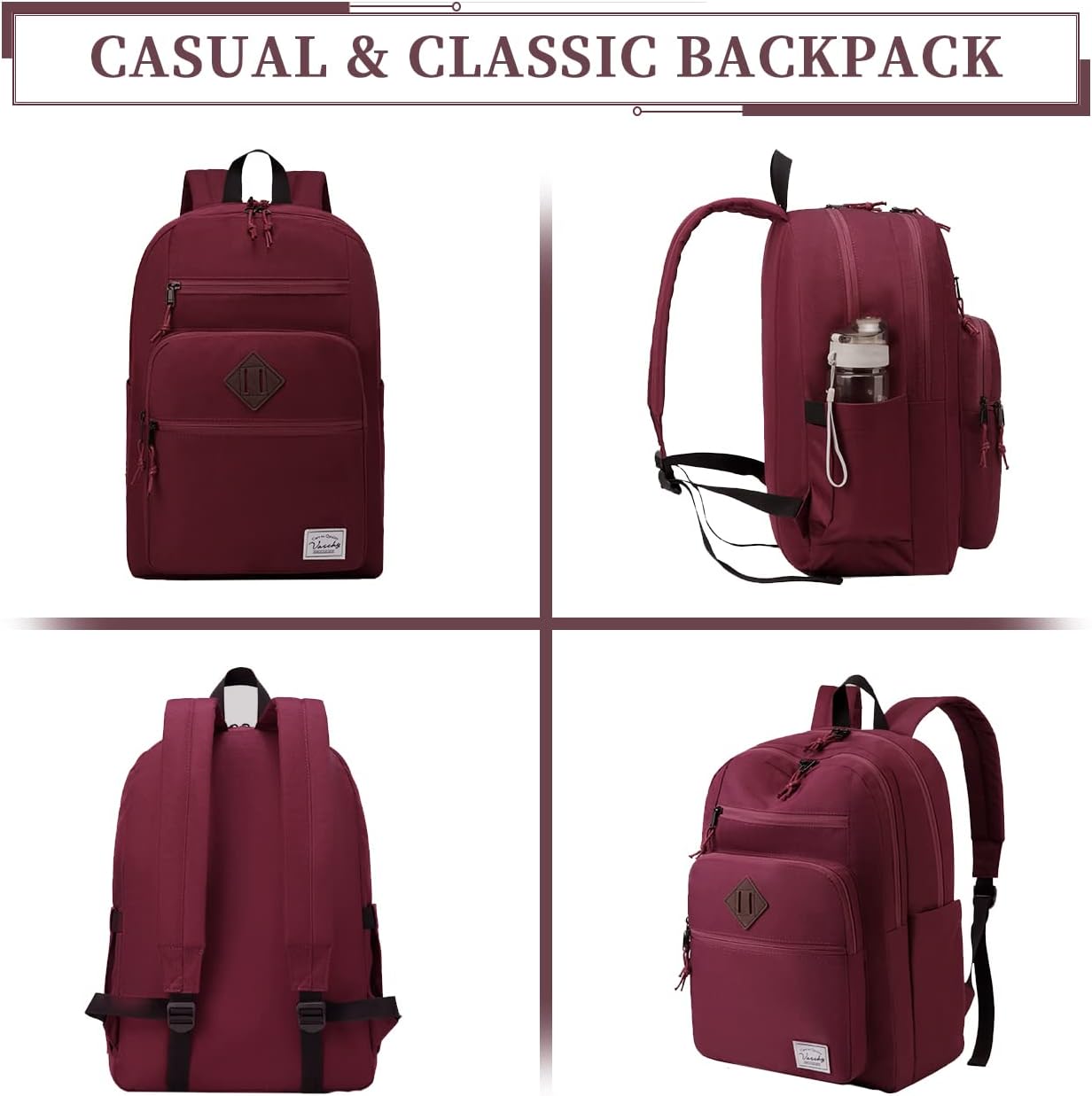 School Backpack for Men Women,Vaschy Lightweight School Bag Bookbag Casual Daypack for High School/College/Teens/Travel/Work