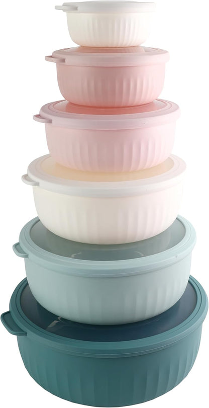 COOK WITH COLOR Prep Bowls with Lids- 8 Piece Nesting Plastic Small Mixing Bowl Set with Lids (Teal Ombre)