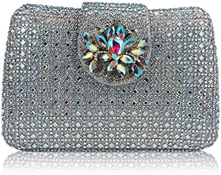 Sparkly Rhinestone Unique Evening Bag Women Floral Clutch Handbag Shoulder Bags