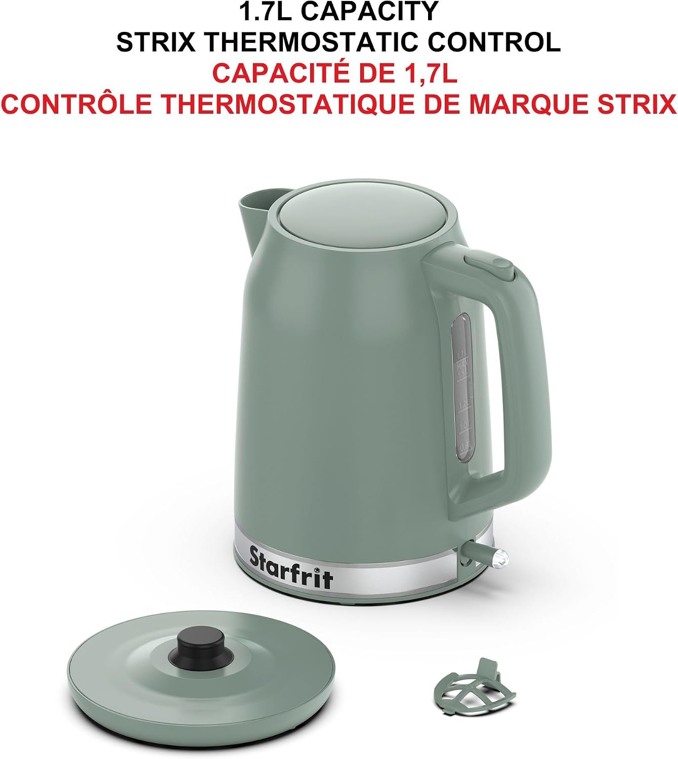 Starfrit Electric Kettle - 1.7L Capacity - Water Level Indicator - Automatic Shut-Off - 1500W – Sage