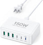 USB C Fast Charger, 150W 6 Port Desktop PD GaN Fast Charger Charging Station Block 65W USB C Laptop Charger for MacBook Pro/Air iPad iPhone 16 15 14 13 12 Pro Max Galaxy S23 Note 20 Pixel