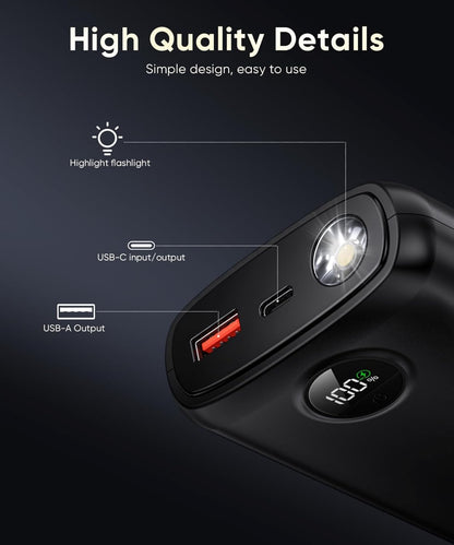 Portable Charger with Built in Cable Power Bank 40000mAh PD 30W Fast Charger Battery Pack Built-in Type-C/iOS Cable and Flashlight Compatible with iPhone Samsung Google iPad etc