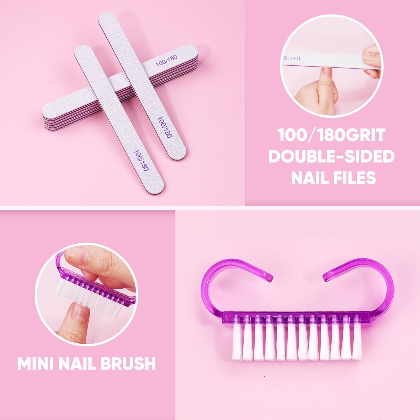 Nail Files and Nail Buffers, Subay 15Pcs Manicure Tools Kit Nail File Kit with 8pcs Nail Files, 3pcs Nail Buffer Blocks,Cuticle Nippers & Pusher Nail Brushes Nail Art Tool Kit for Home Salon