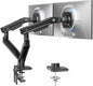 HUANUO FlowLift™ Pro Dual Monitor Arm for 13–32" Screens, MechaSpring Monitor Mount, Adjustable Monitor Arm with Tilt/Swivel/Rotation, Tool-Free VESA Mount, C-Clamp/Grommet Base, Max Load 19.8 lbs