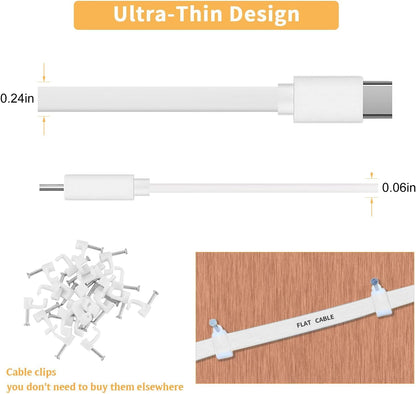 Uogw 2-Pack 20FT USB to Micro USB Power Extension Cable | Charging & Data Sync | Compatible with Security Cameras & Controllers | White