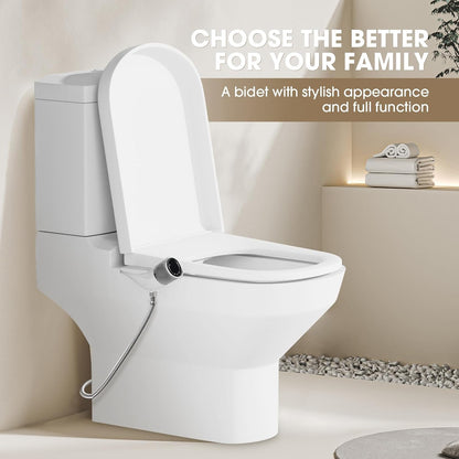 Mornwaen Bidet Attachment for Toilet Seat,Non-Electric Self-Cleaning Dual Retractable Nozzles,Easy to Install,Adjustable Water Pressure for Rear and Feminine Wash