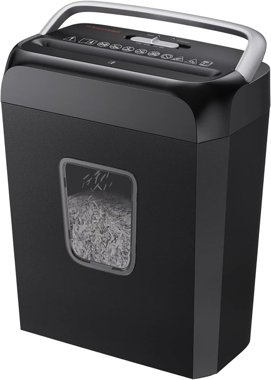 Bonsaii Paper Shredder for Home Use,6-Sheet Crosscut Paper and Credit Card Shredder for Home Office with Handle for Document,Mail,Staple,Clip-3.4 Gal Wastebasket(C237-B) - PuriLite