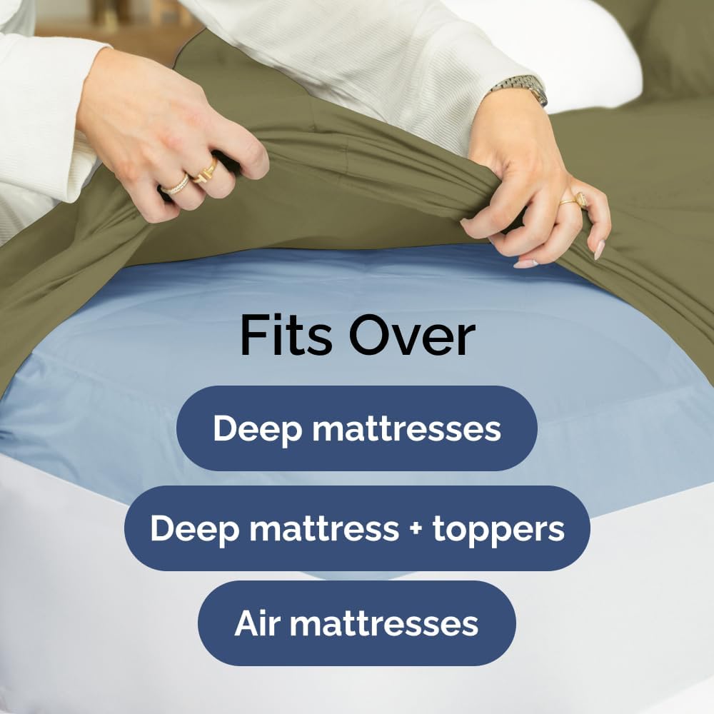 Extra Deep Queen Sheet Set - 6 Piece Breathable & Cooling Sheets - Hotel Luxury Bed Sheets Set - Easy & Secure Fit - Soft, Wrinkle Free & Comfy Sheets Set - White Sheet Set w/Extra Deep Pockets