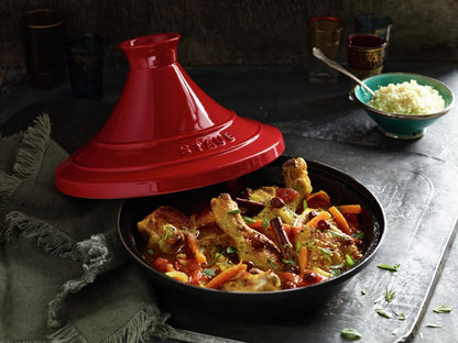 STAUB Cast Iron Tajine - Non Stick, Enamel, Cherry - Made in France
