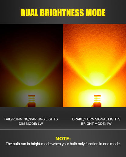 AUXLIGHT 3157 3156 4157 3057 3357 LED Bulbs, Ultra Bright 60-SMD LED Replacement for Turn Signal Blinker Lights, Brake/Tail Lights, Parking/Running Lights, Amber Yellow (Pack of 2)