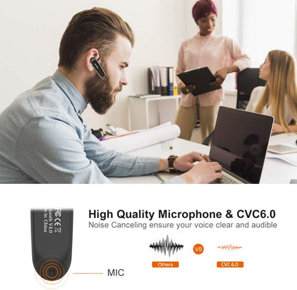 Bluetooth Headset New Bee 24Hrs V5.0 Bluetooth Earpiece Wireless Handsfree Driving Headset with Noise Canceling Mic Headset Case for iPhone Samsung Android Mobile Cell Phone Tablets Office