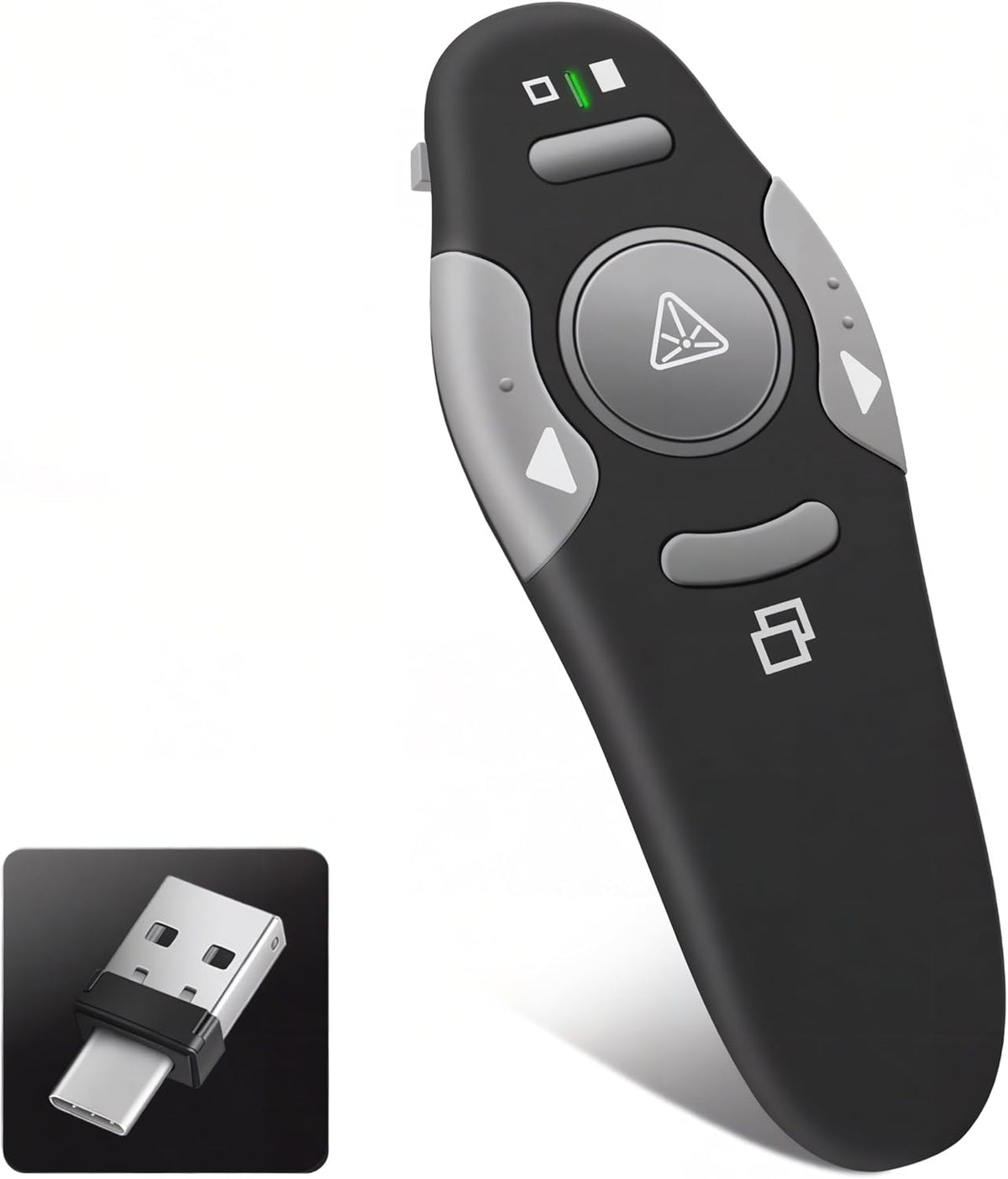 USB-c Presentation Clicker Remote,Wireless Presenter,Red Pointer 2.4GHz PowerPoint Clicker,Slide Advancer for Classroom,Office,Meeting,Support Mac/ Windows/Laptop/PPT,Teacher must Haves
