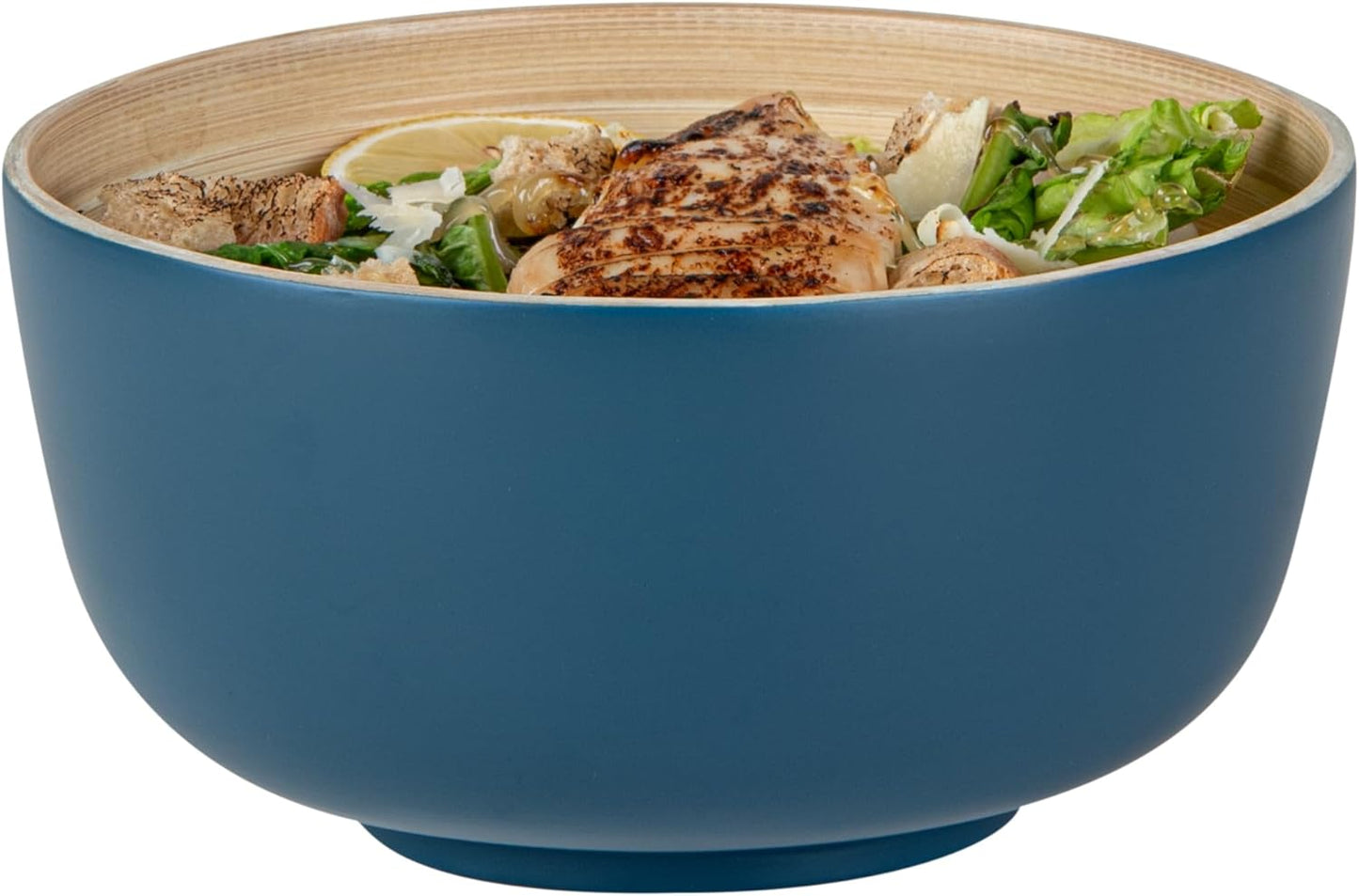 Restaurantware-Bambuddha 51 Ounce Extra Large Salad Bowl, 1 Heavy-Duty Round Salad Bowl - Sustainable, Reusable, Blue Bamboo Serving Dish, for Serving Salads, Fruits, and Appetizers