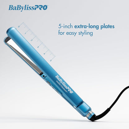 BaBylissPRO Nano Titanium & Ceramic Ultra-Slim Hair Straightener, Extra-Long Dual Voltage Flat Iron with Floating Plates