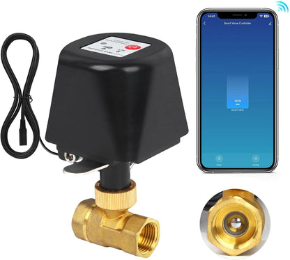 WiFi & Bluetooth Smart Water Valve DN15 (1/2") | Automatic Water Shutoff Controller | App & Voice Control | Alexa & Google Assistant Compatible