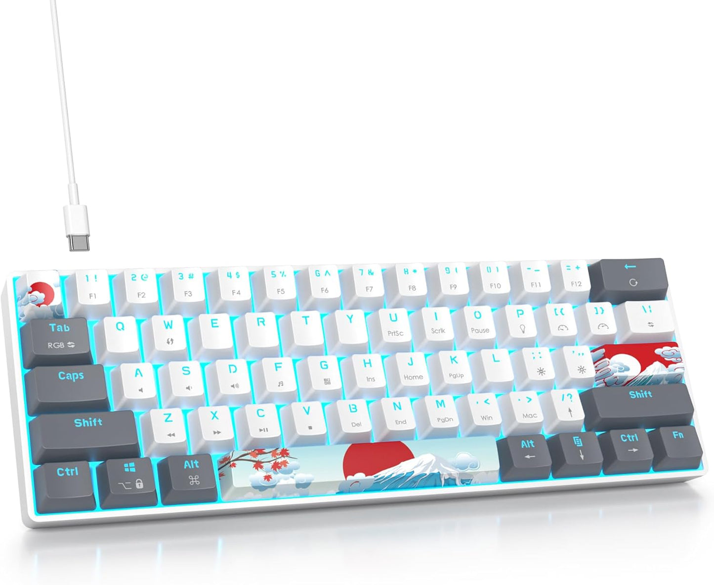 Fogruaden Full Size Mechanical Keyboard, Green Matcha Keyboard, Wired USB 104 Keys RGB Backlit Gaming Keyboard with Number Pad, Red Switches, NKRO Mechanical Keyboard for Windows Laptop PC Gamer
