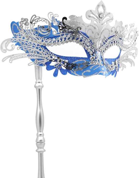 Coddsmz Masquerade Mask with Stick Venetian Mask Mardi Gras Decorations for Womens Halloween Costume Mask
