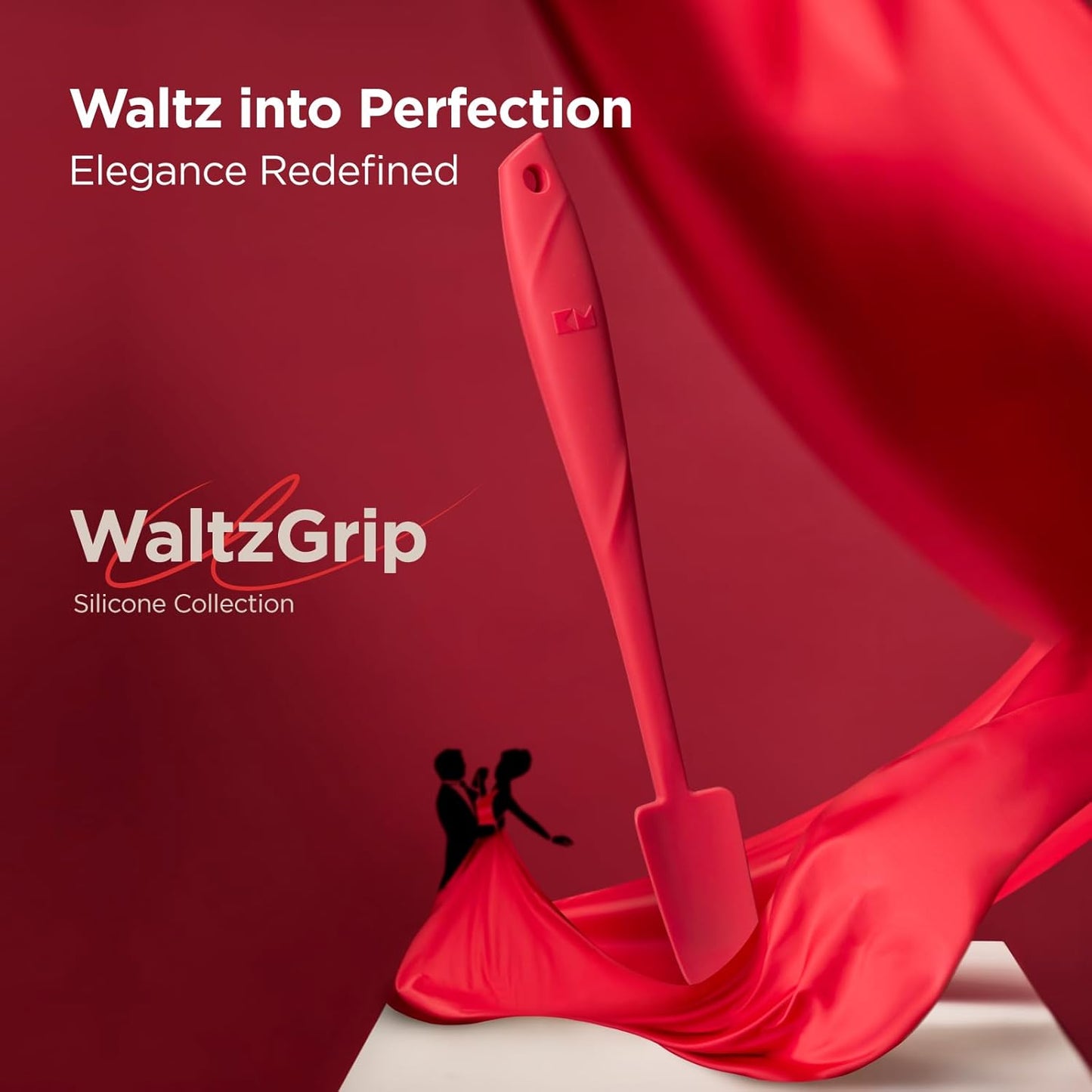 Kitchen Mama WaltzGrip Platinum Silicone Jar and Can Spatula Set: Heat-Resistant, Dishwasher Safe, Ergonomic Grip, Perfect for Mixing and Scraping, Nonstick Cookware (Metal Gray)