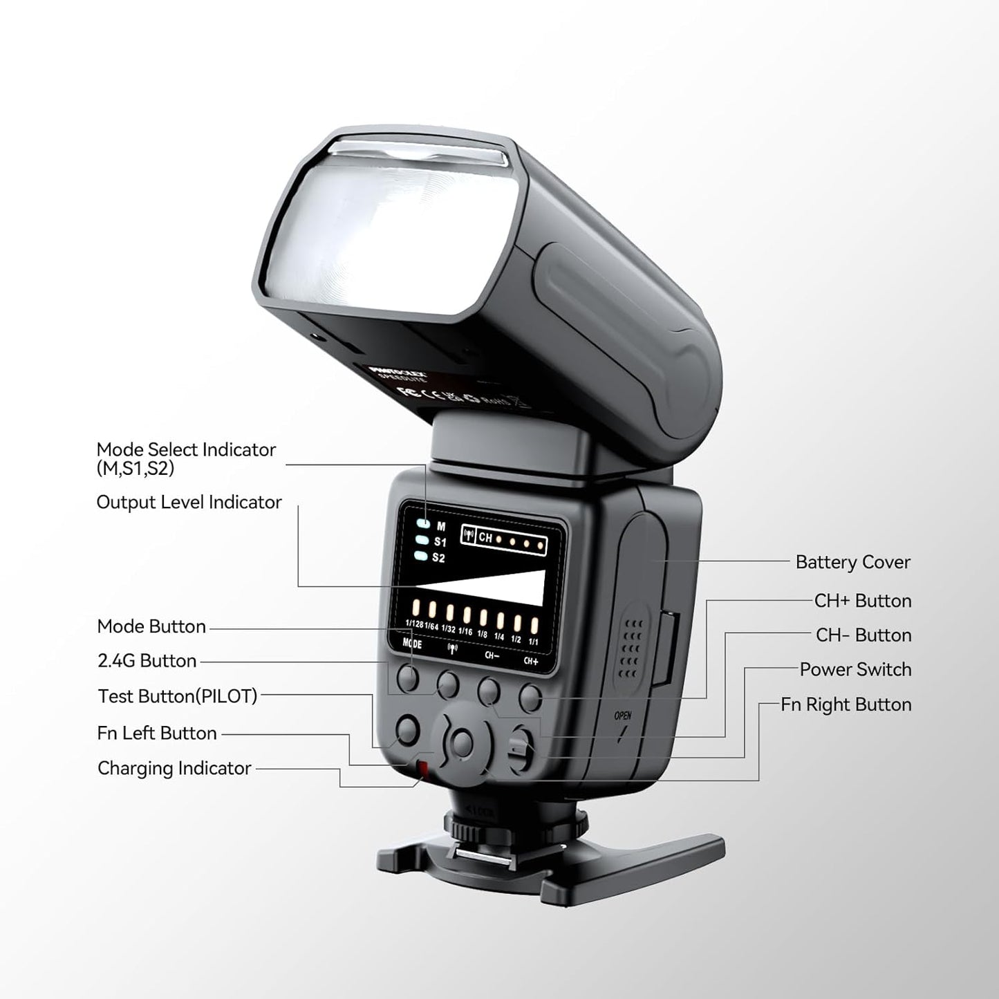 PHOTOOLEX Camera Flash Speedlite for Canon Nikon Sony Panasonic Olympus Fujifilm Pentax Sigma Minolta Leica and Other SLR Digital Cameras and Digital Cameras with Single Contact Hot Shoe