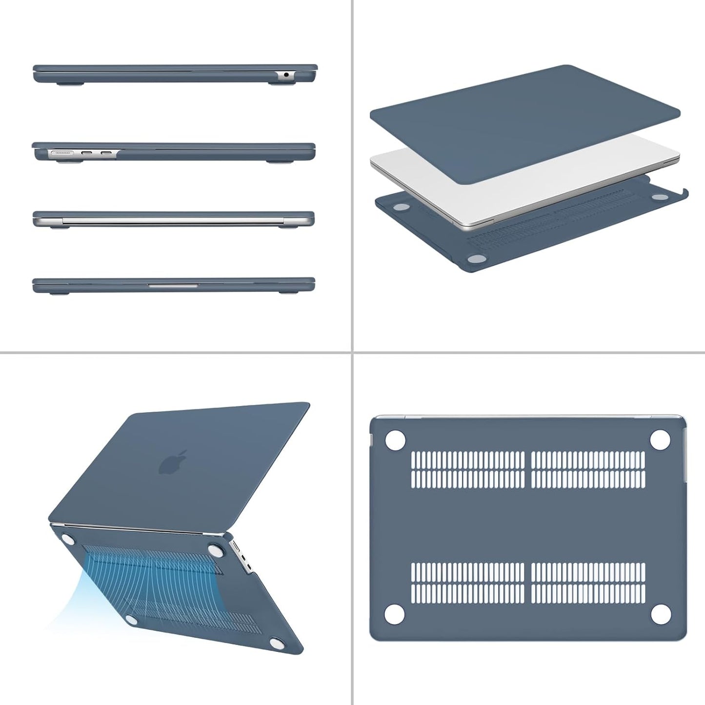 MOSISO Compatible with MacBook Air 13 inch Case 2025 2024 2023 2022 M4 A3240 M3 A3113 M2 A2681, Plastic Hard Shell&Keyboard Cover&Screen Film&Pouch for MacBook Air 13.6 inch Case, Crystal Clear