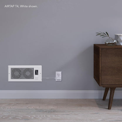 AC Infinity AIRTAP T4 White, Register Booster Fan for 4” x 10” Vents, Thermostat Control Improves Heating & Cooling, Quiet 10-Speed Remote Control & Bluetooth App. ONLY FITS 4” x 10” Duct Openings