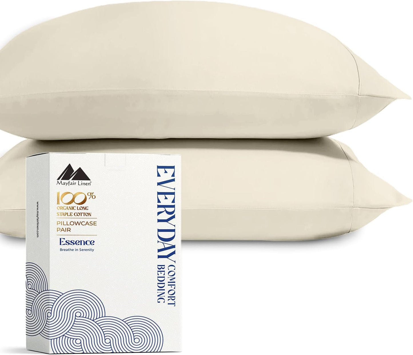 Mayfair Linen 100% Organic Cotton Percale Sheets Full Size - White Cotton Percale Sheets Full, 4 Piece Full Percale Sheet Sets, Soft & Crisp, Cooling Sheets, 16" Deep Pocket Hotel Sheets Full Size