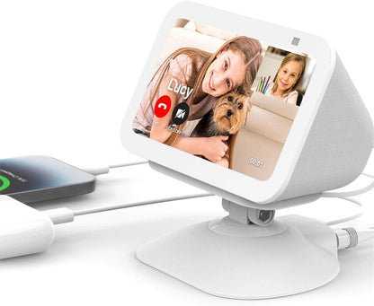 All-New Adjustable Charging Stand for Echo Show 5 (3rd Gen)， Tilt + Swivel Stand Multi Angle Rotation Magnetic Anti-Slip Base for Show 5 Compatible with Mobile Phones ,Can charge Headphones (Black)