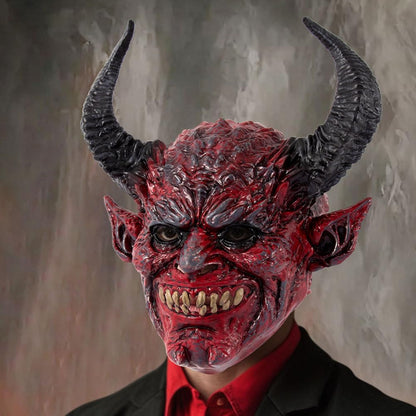ULTECHNOVO Halloween Devil Horn Mask Scary Face Mask for Cosplay Parties Comfortable Openings Elastic Strap