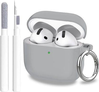 Aircawin for Airpods 4 Case Cover,Shockproof Case for Airpods 4th Generation Case Cover 2024,Premium Silicon Case with Keychain and Cleaing Pen for Airpods 4 Gen, Wireless Earphone Accessories-Blue