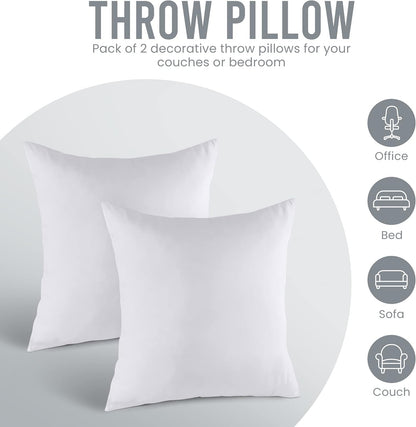 Utopia Bedding Throw Pillows Insert (Pack of 2, White) - 20 x 20 Inches Bed and Couch Pillows - Indoor Decorative Pillow