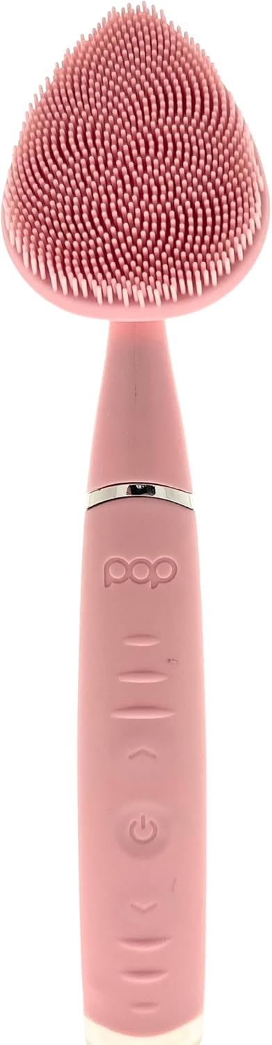 Pop Sonic Clover Facial Cleansing Device- Silicone Pore Cleaning Tool w/Case- 8000VPM, USB Charging Skin Care Tools for Face (Pink) - PuriLite