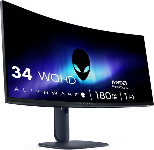 Alienware 34 Curved Gaming Monitor – AW3425DWM - 34-inch WQHD (3440 x 1440) 180Hz 1ms Display, 1500R Curve, AMD FreeSync Premium, VESA AdaptiveSync, VESA DisplayHDR 400, 360° Ventilation