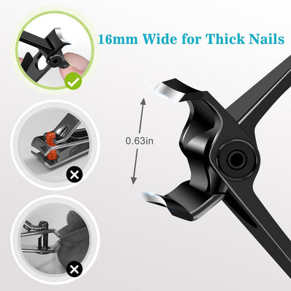 Nail Clippers for Men Thick Nails -DRMODE Heavy Duty Large Toenail Clippers for Thick Nails with Wide Jaw Opening, Ultra Sharp Stainless Steel Finger Nail Clippers Cutter for Tough Nails,Seniors,Adult