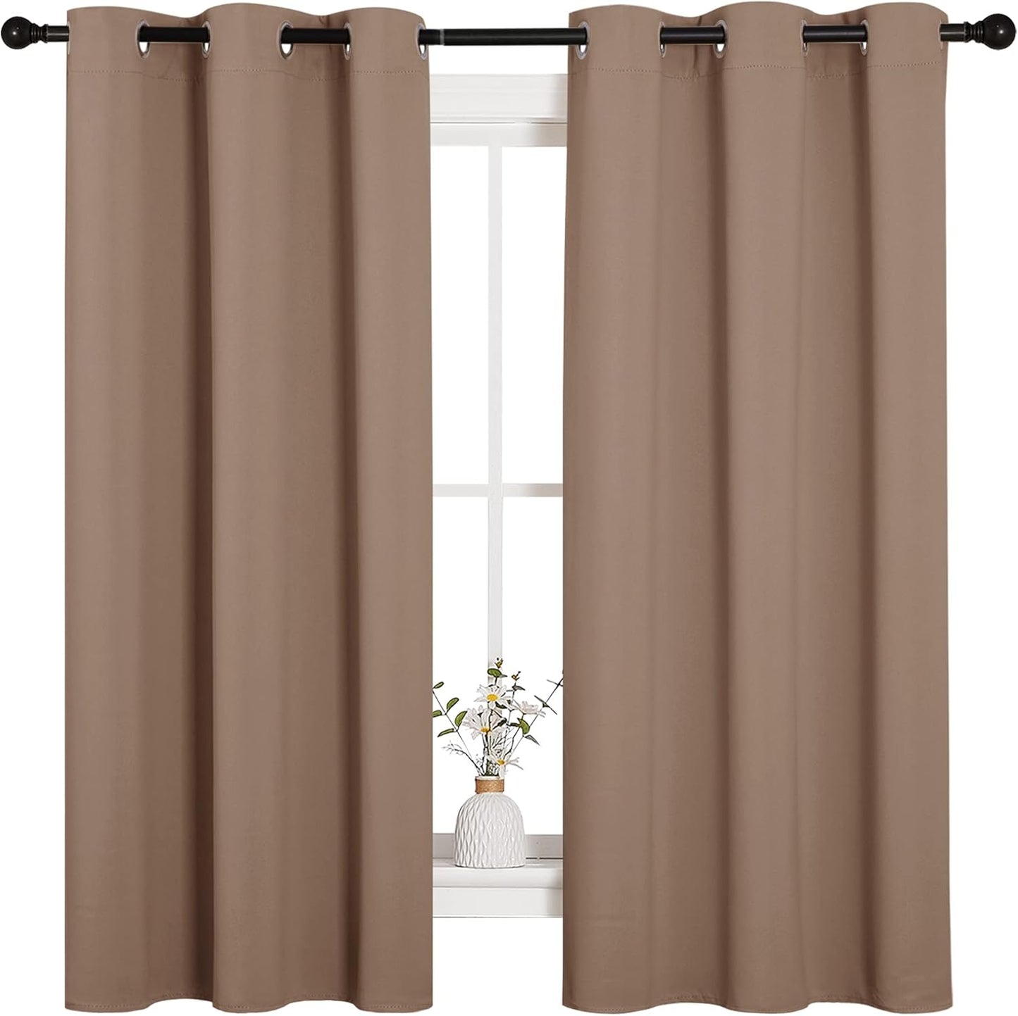 NICETOWN Blackout Curtains 2 Panels for Bedroom- Thermal Insulated Grommet Blackout Curtains 63 Inches Long for Living Room/Kitchen Rideaux occultants (2 Panels, W42 x L63 -Inch,Grey)