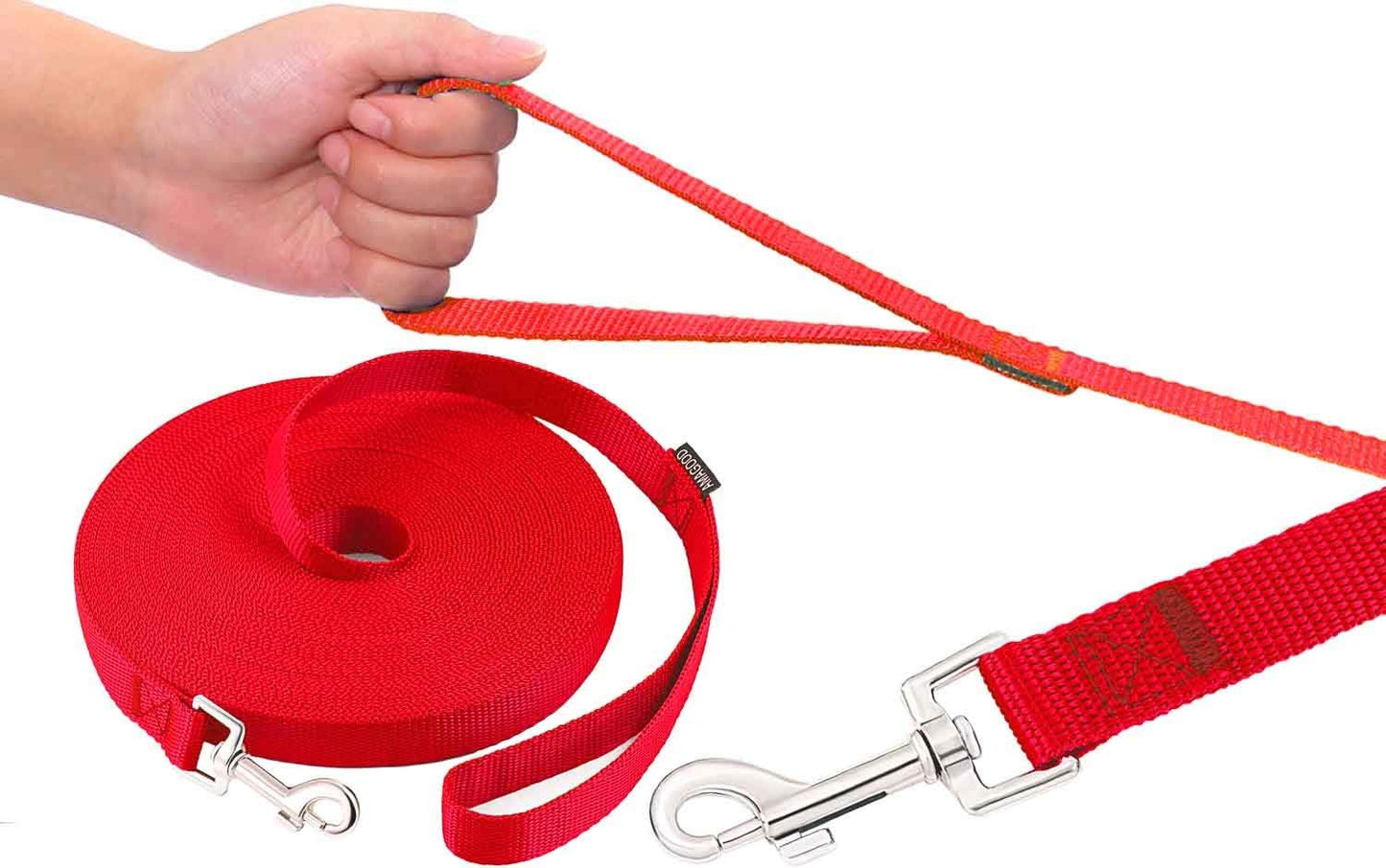 AMAGOOD Dog/Puppy Obedience Recall Training Agility Lead-15 ft 20 ft 30 ft 50 ft Long Leash-for Dog Training,Tie Out,Play,Safety,Camping (15 feet, Black)